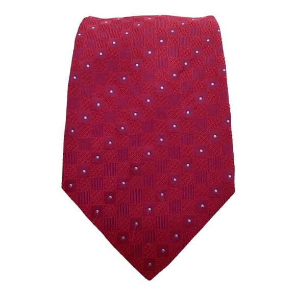 ARMANI COLLEZIONI Red Geometric Silk Tie Made In Italy 58